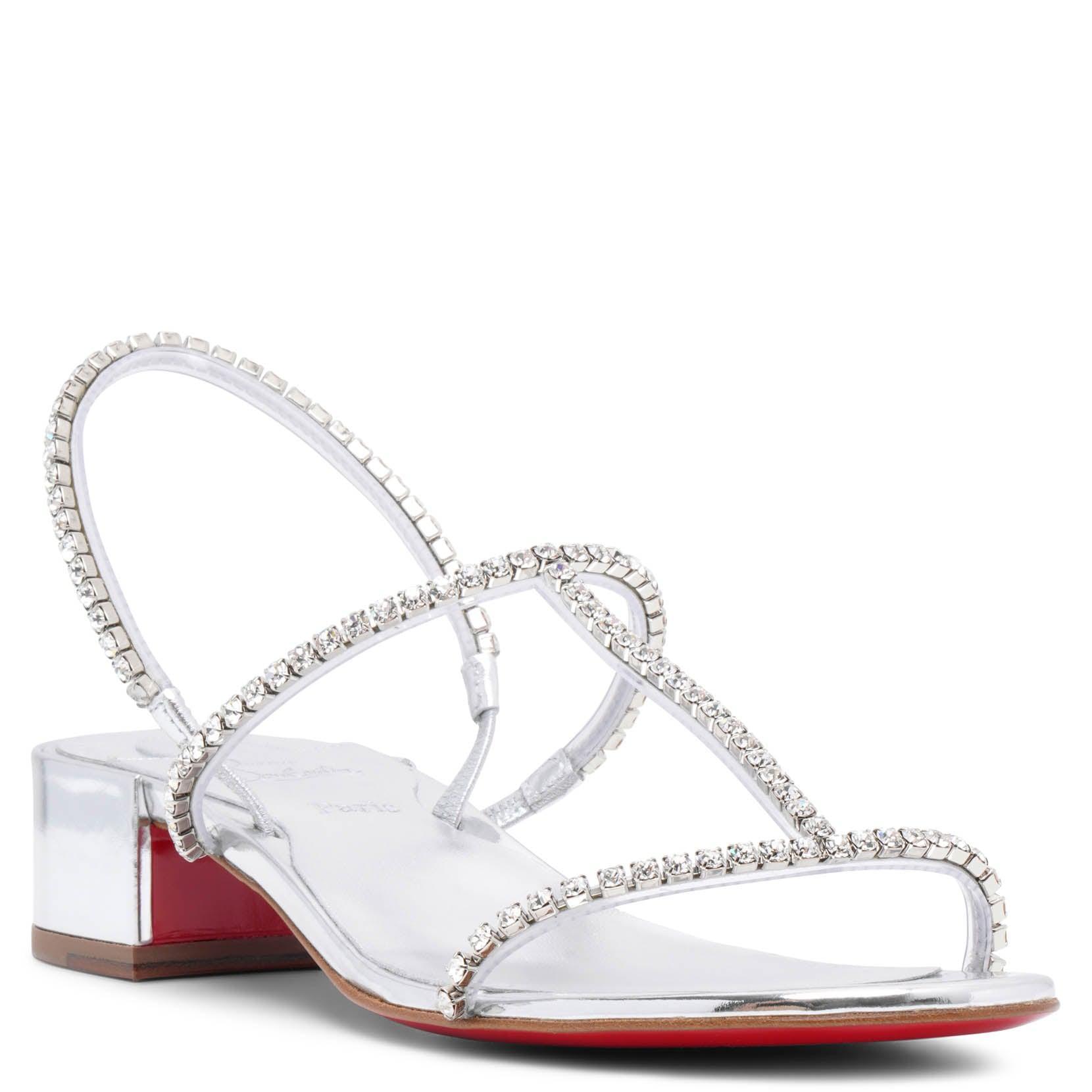 CHRISTIAN LOUBOUTIN Simple Queenie Slide Sandal In Silver Product Image