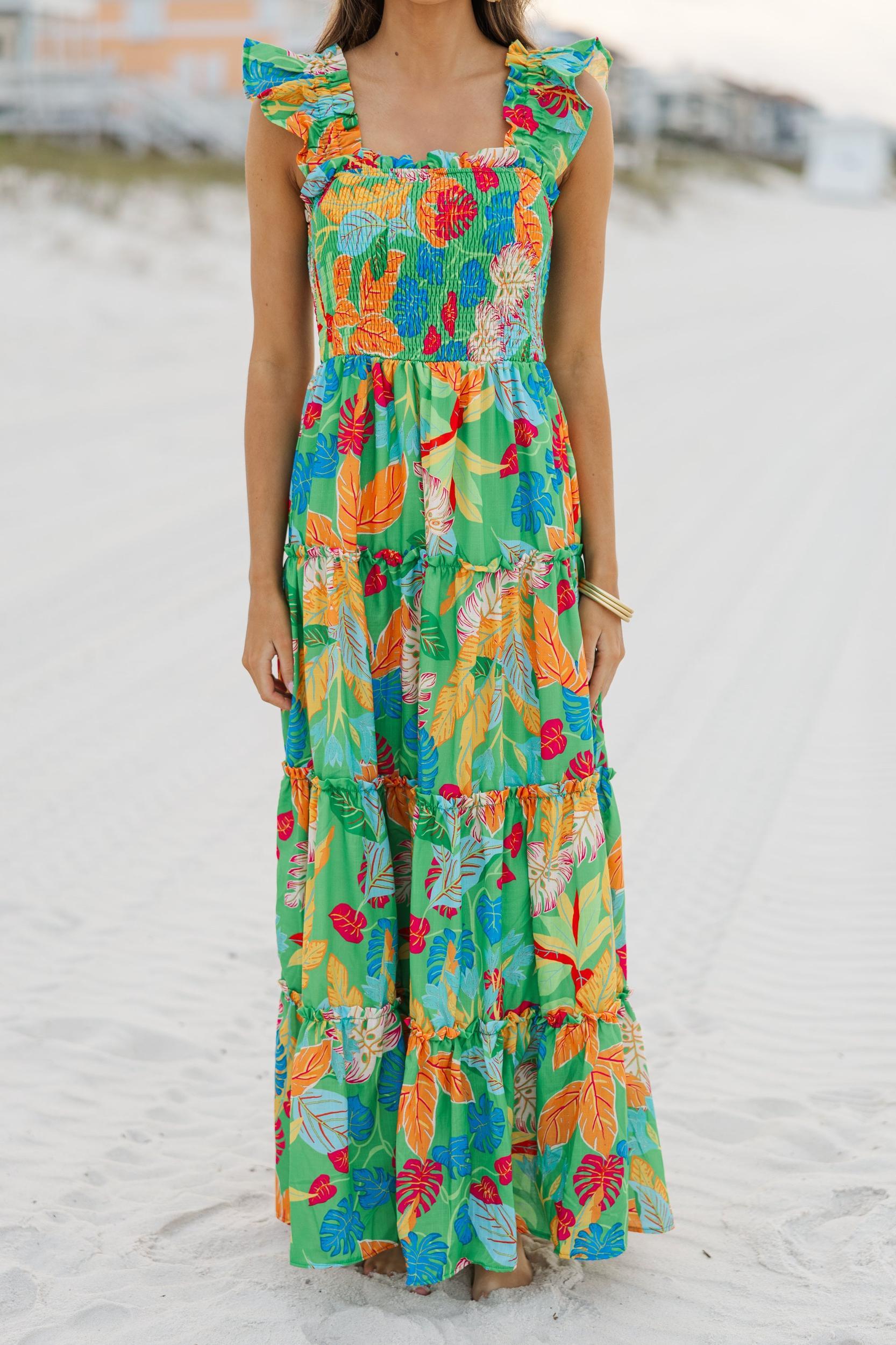 Fearless Travels Green Tropical Maxi Dress Female Product Image