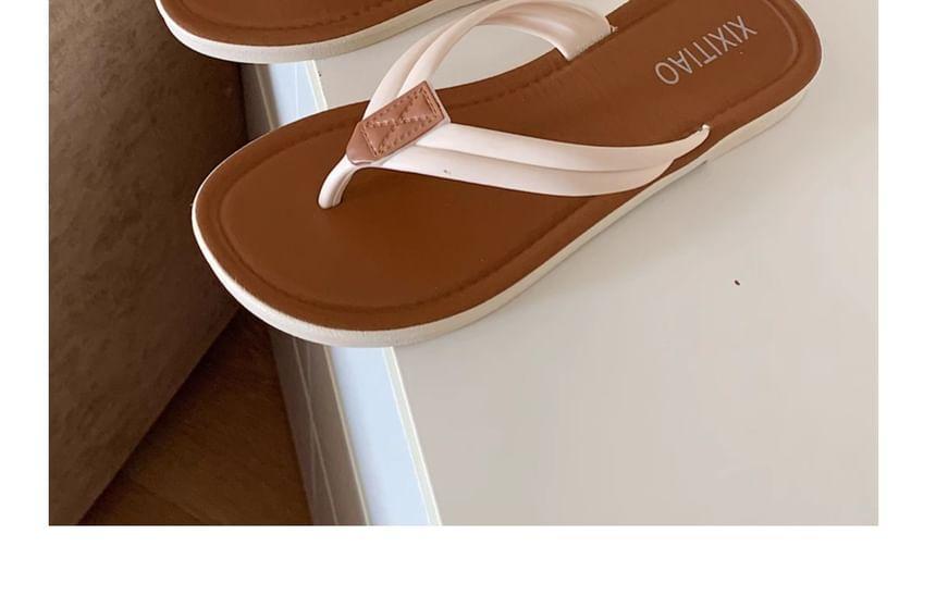 Faux Leather Lettering Flip Flops Product Image