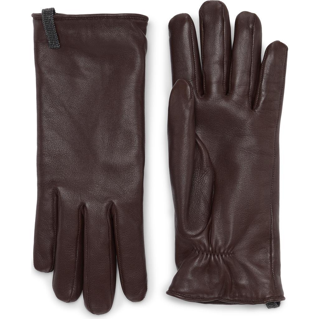 BRUNELLO CUCINELLI Leather Gloves In Chocolate Product Image