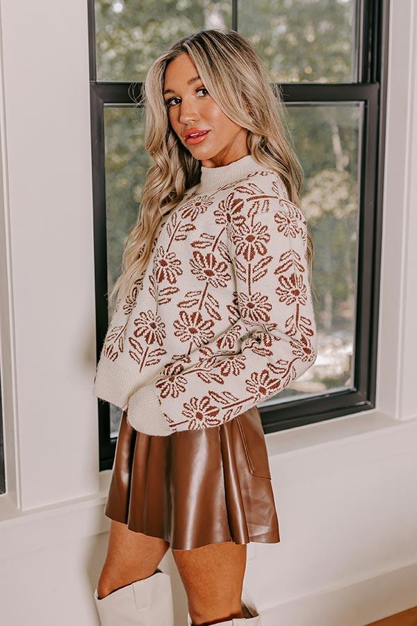 Bloom With A View Knit Sweater In Chocolate Product Image