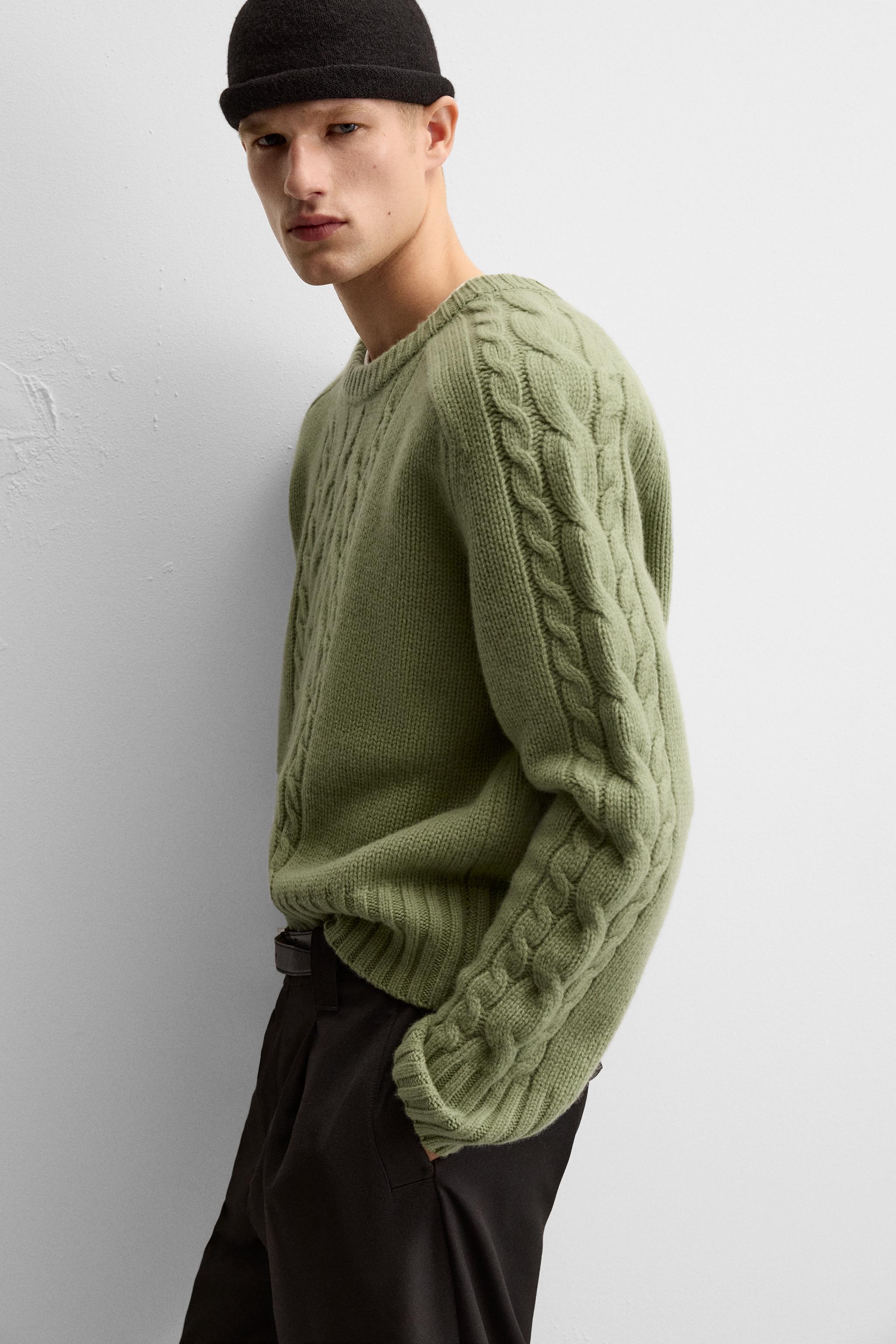 TEXTURED CABLE KNIT SWEATER Product Image