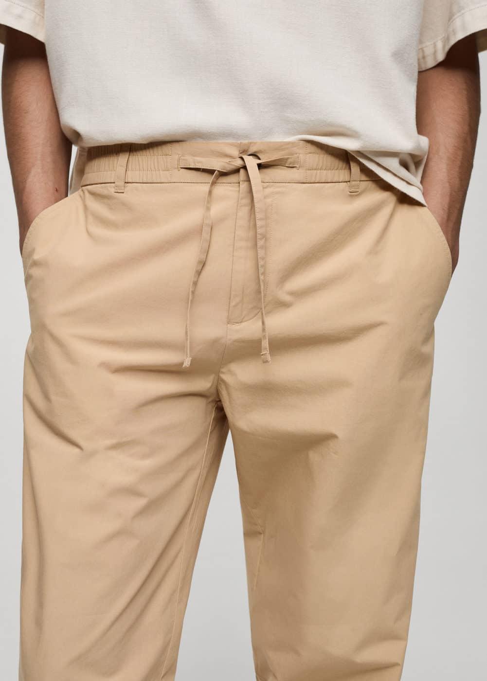 Mango Mens Drawstring Cotton Trousers Product Image