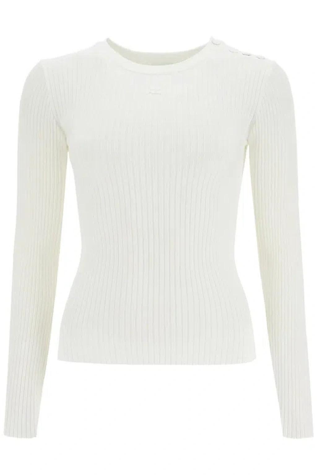 COURRÈGES Courreges Women's 'ribbed Stretch Knit Pullover Sweater In White Product Image