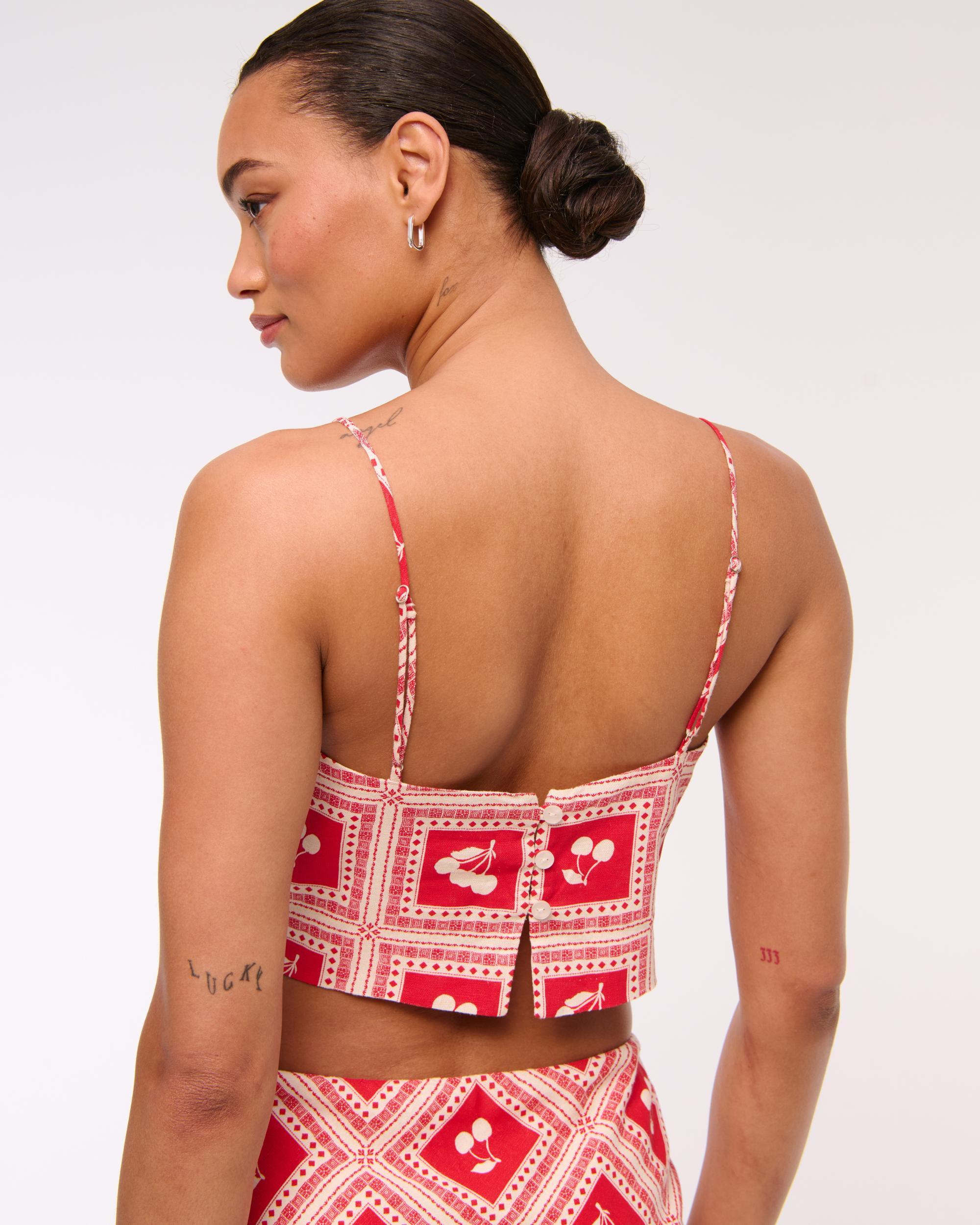 Cropped Linen-Blend Cami Product Image