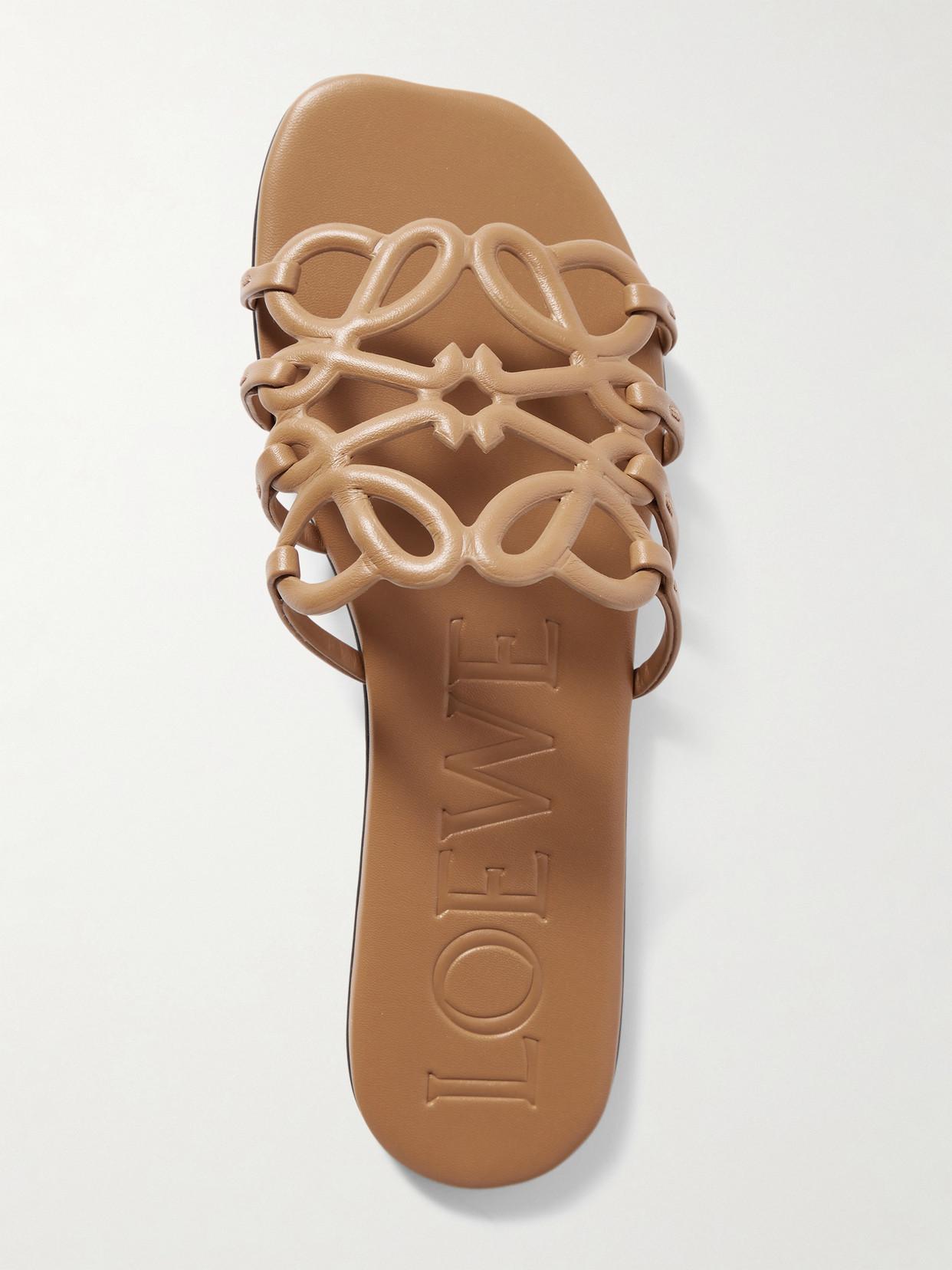 LOEWE Petal Anagram Leather Slides In Beige Product Image