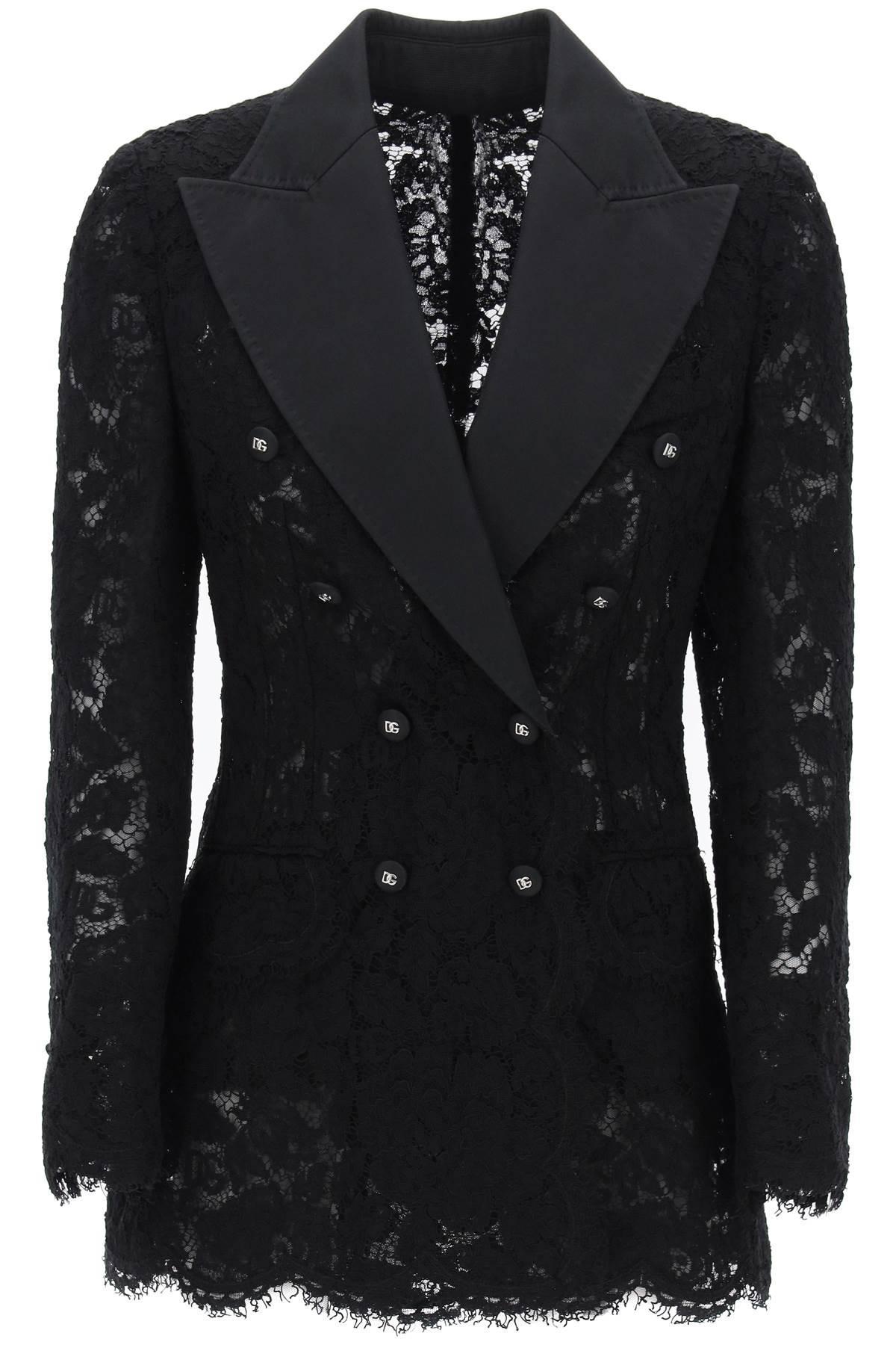 DOLCE & GABBANA Lace Double-breasted Jacket In Black Product Image