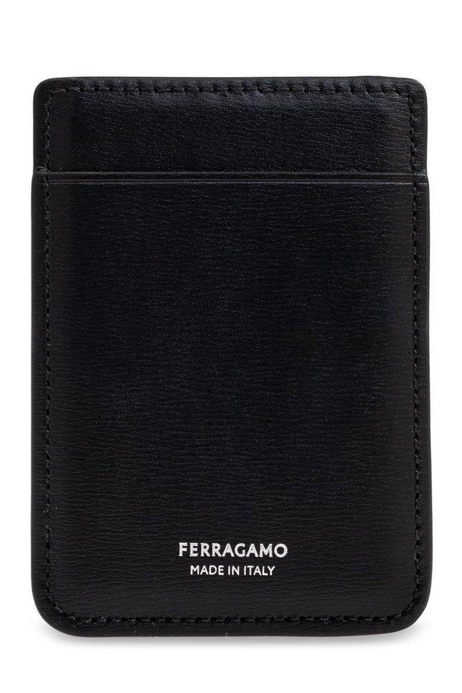 FERRAGAMO Logo Stamp Card Holder In Black Product Image