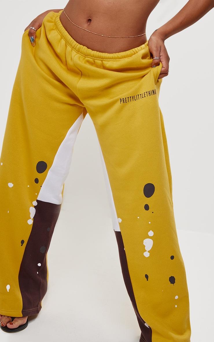 Shape Yellow Printed Paint Splat Detail Wide Leg Sweatpants Product Image