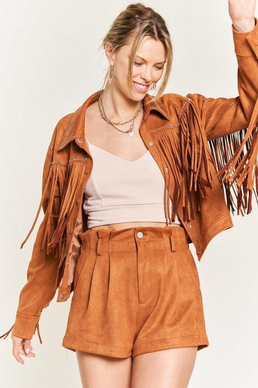 Suede studded fringe jacket PLUS JJO5009P Product Image
