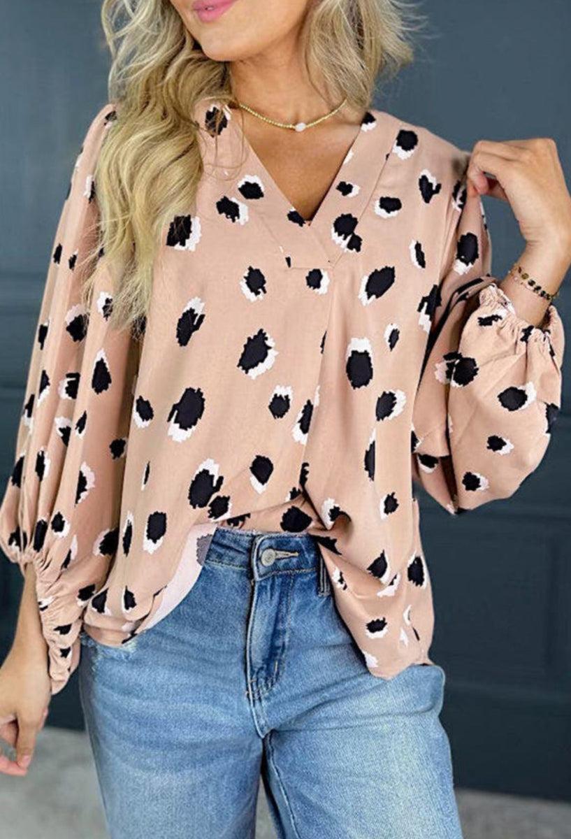 Leopard V Neck Blouse Product Image