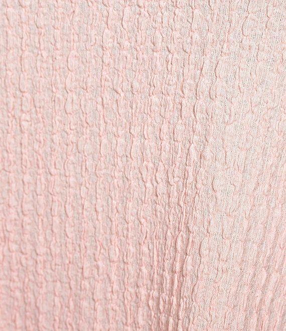 Allison Daley Plus Size Pucker Knit 3/4 Sleeve Keyhole Neck Top Product Image