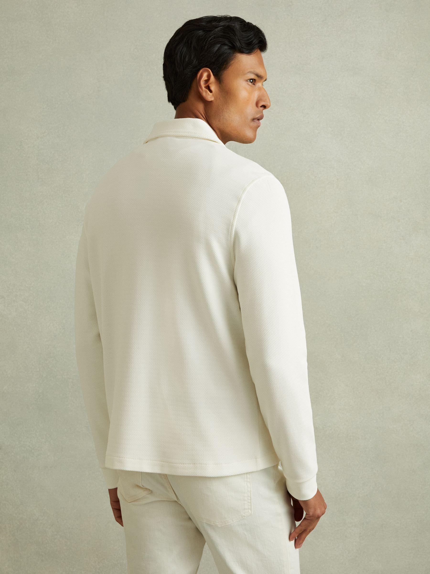 Textured Zip-Through Overshirt in Off White Product Image