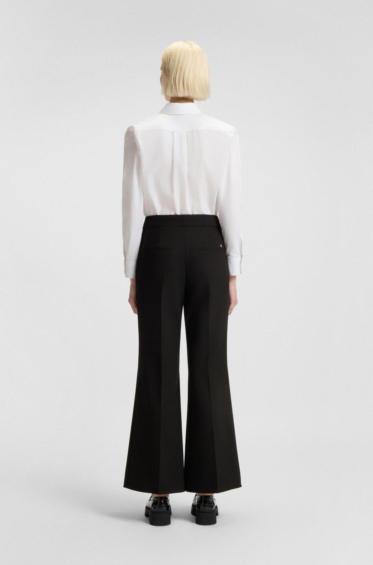 Regular-fit pants with wide leg in stretch fabric Product Image
