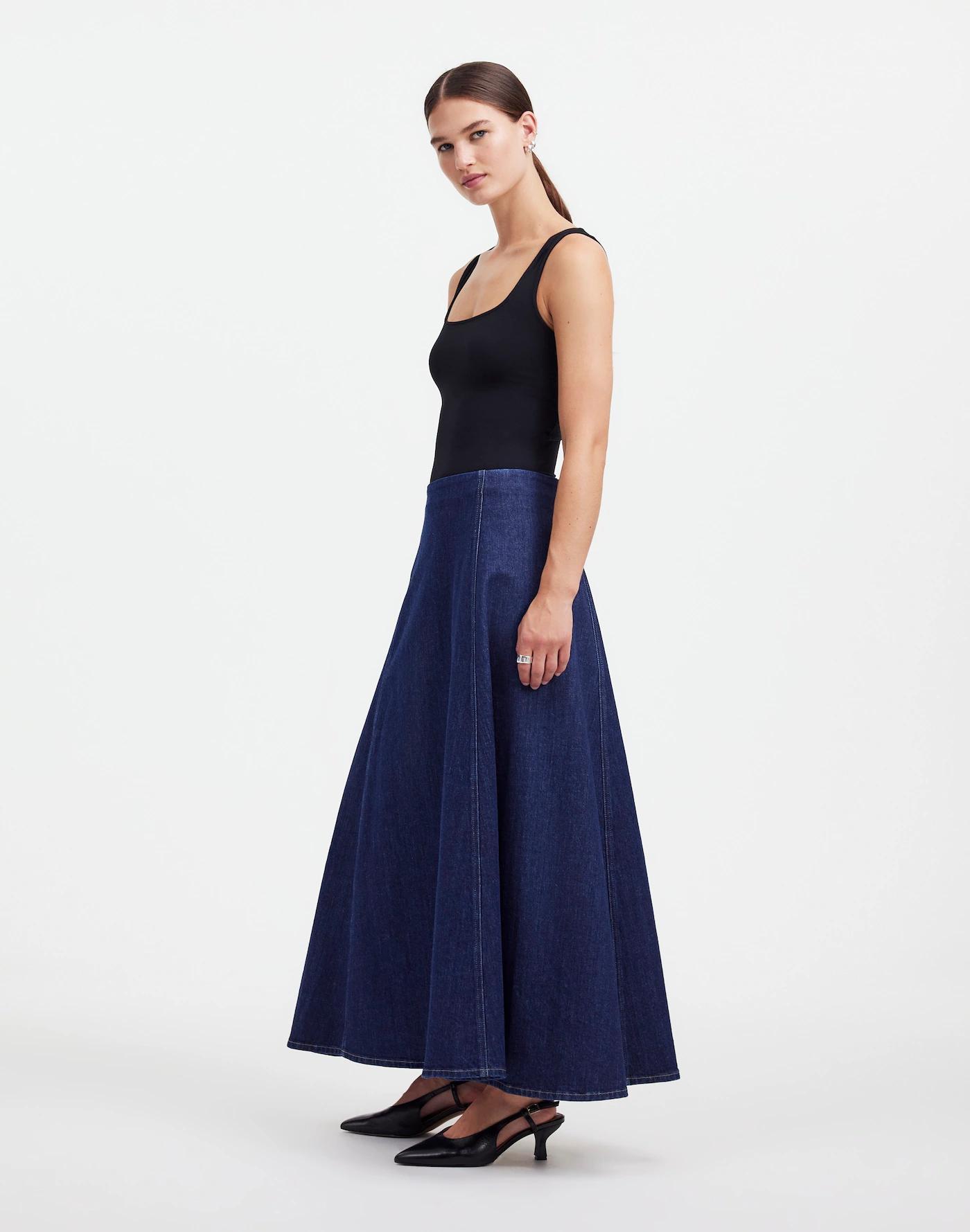 Alexa Chung for Madewell Denim Flare Midi Skirt in Pellson Wash Product Image