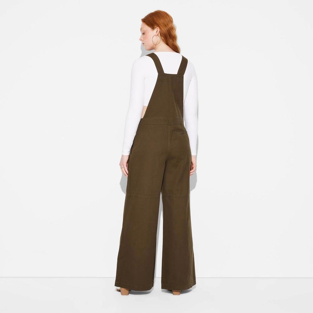 Womens Twill Baggy Zip-Front Overalls - Wild Fable Olive Product Image