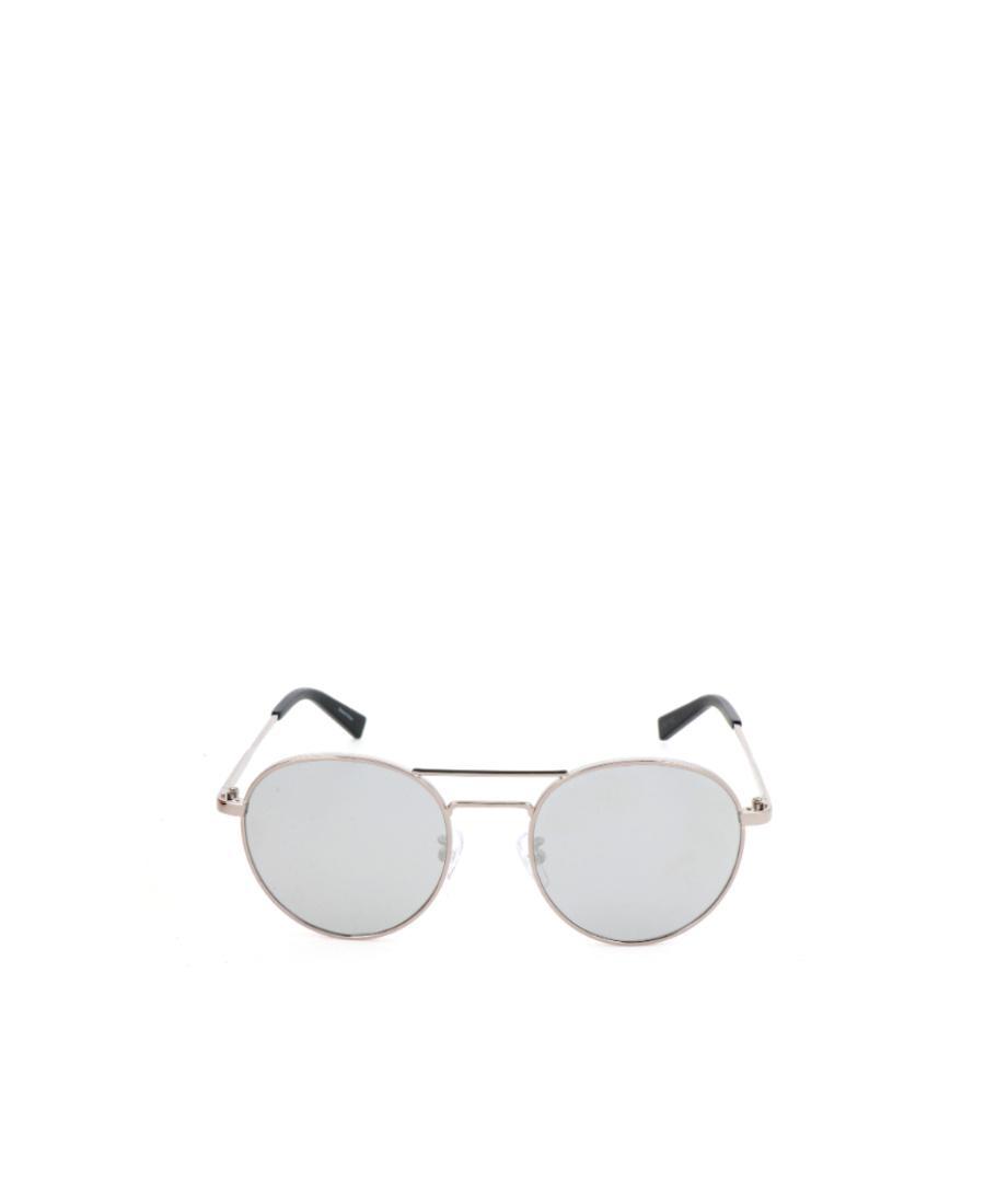 ZEGNA Thin Mirror Leg Round Frame Sunglasses In White Product Image