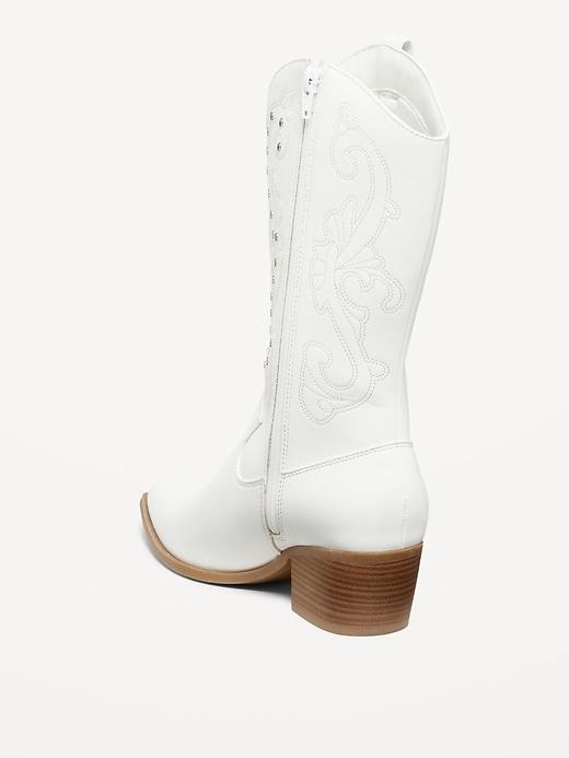 Faux-Leather Western Boots Product Image