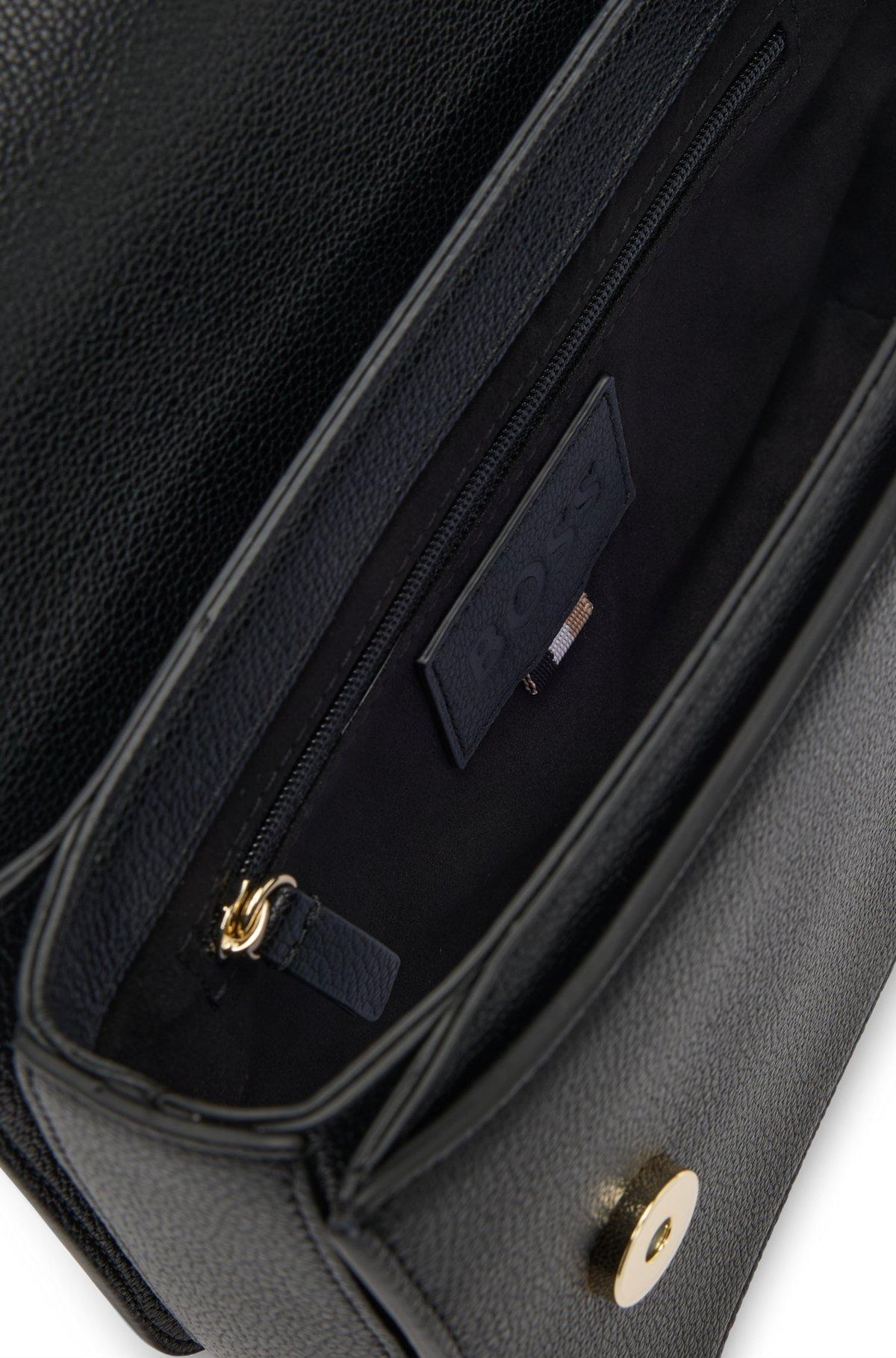 BOSS - Leather crossbody bag with Double B monogram - Black Product Image