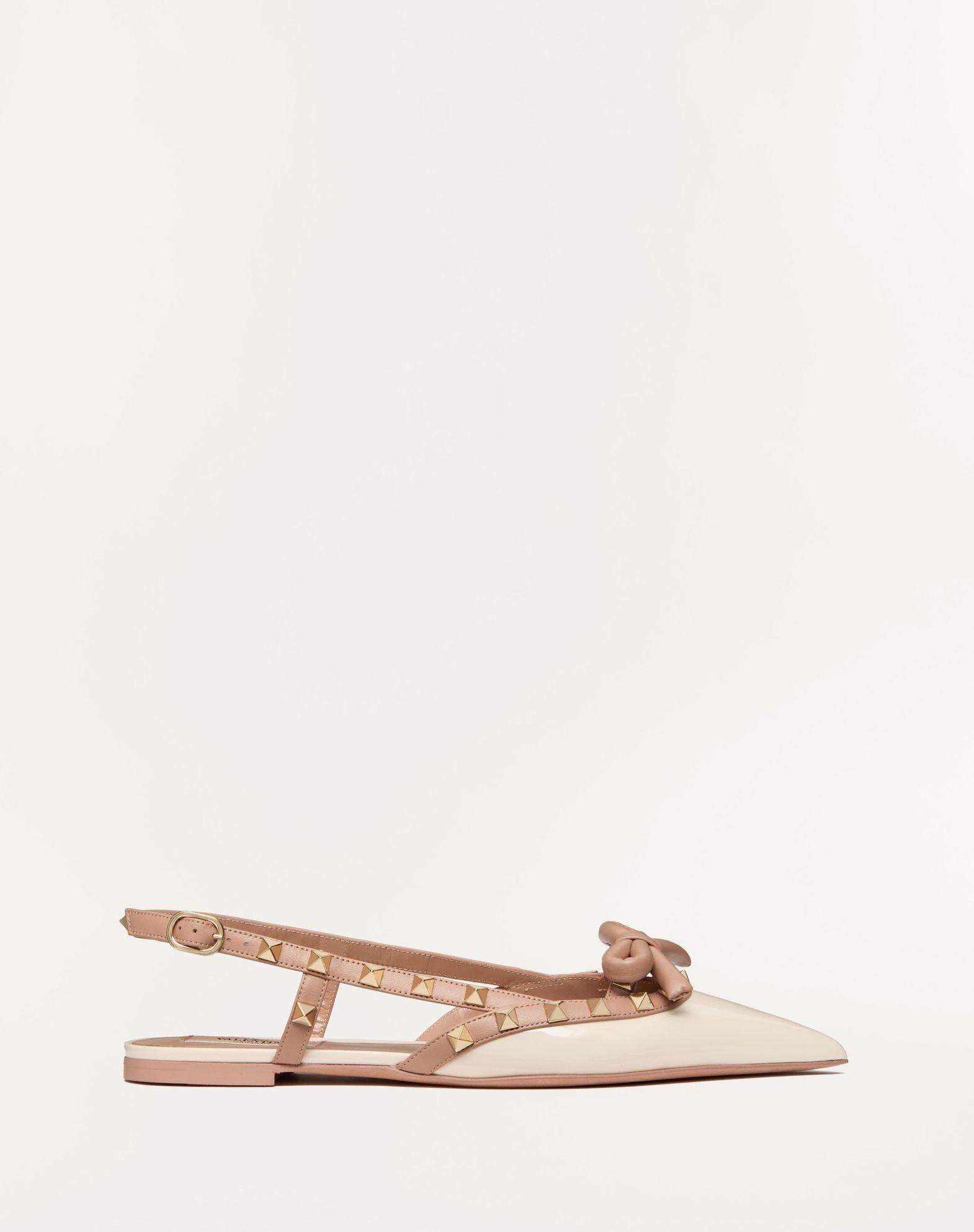 Rockstud Bow Slingback Ballerinas In Patent Leather Product Image