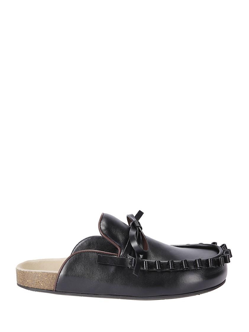 JW ANDERSON Ruffle Loafer Leather Mules In Black Product Image