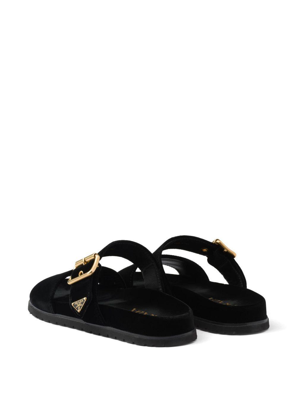 triangle-logo velvet slides Product Image