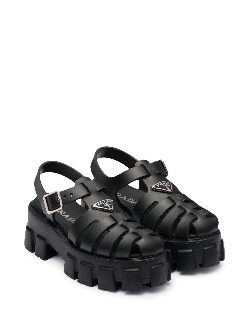 PRADA Monolith Rubber Platform Sandals In Black Product Image