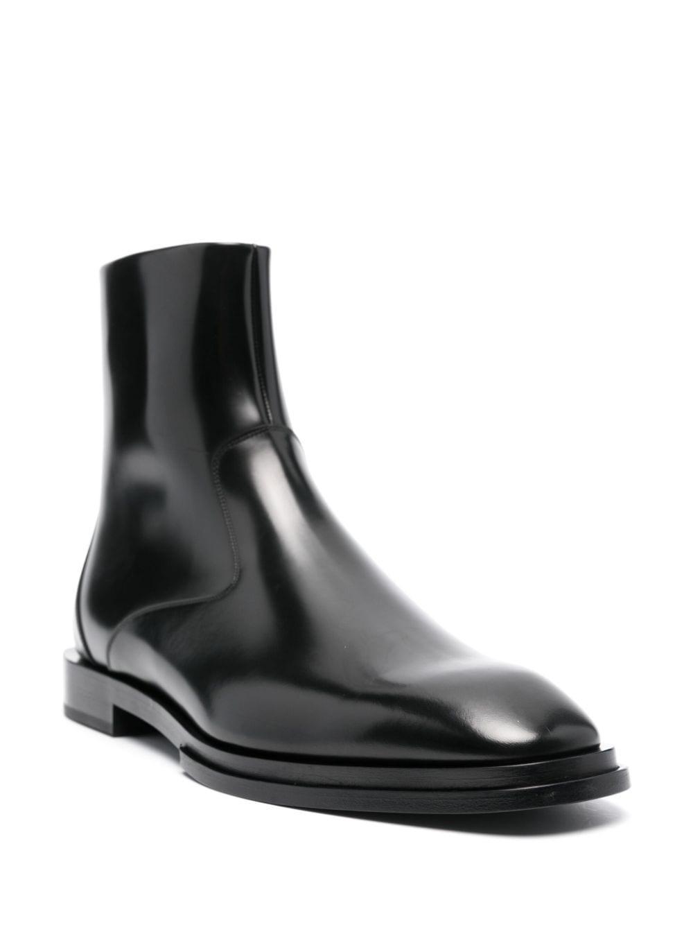 Logo-engraved-heel Leather Boots In Black Product Image