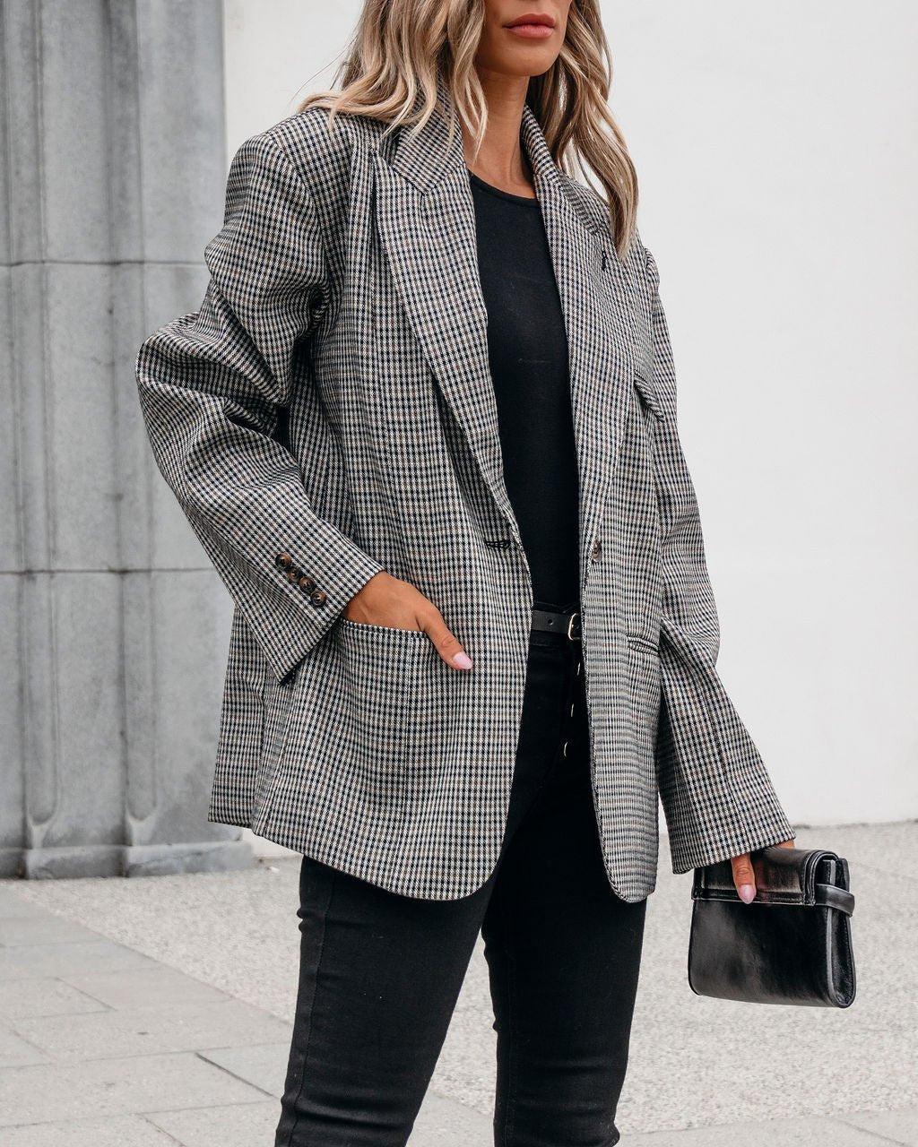 Muse By Magnolia Oversized Plaid Blazer - FINAL SALE Product Image