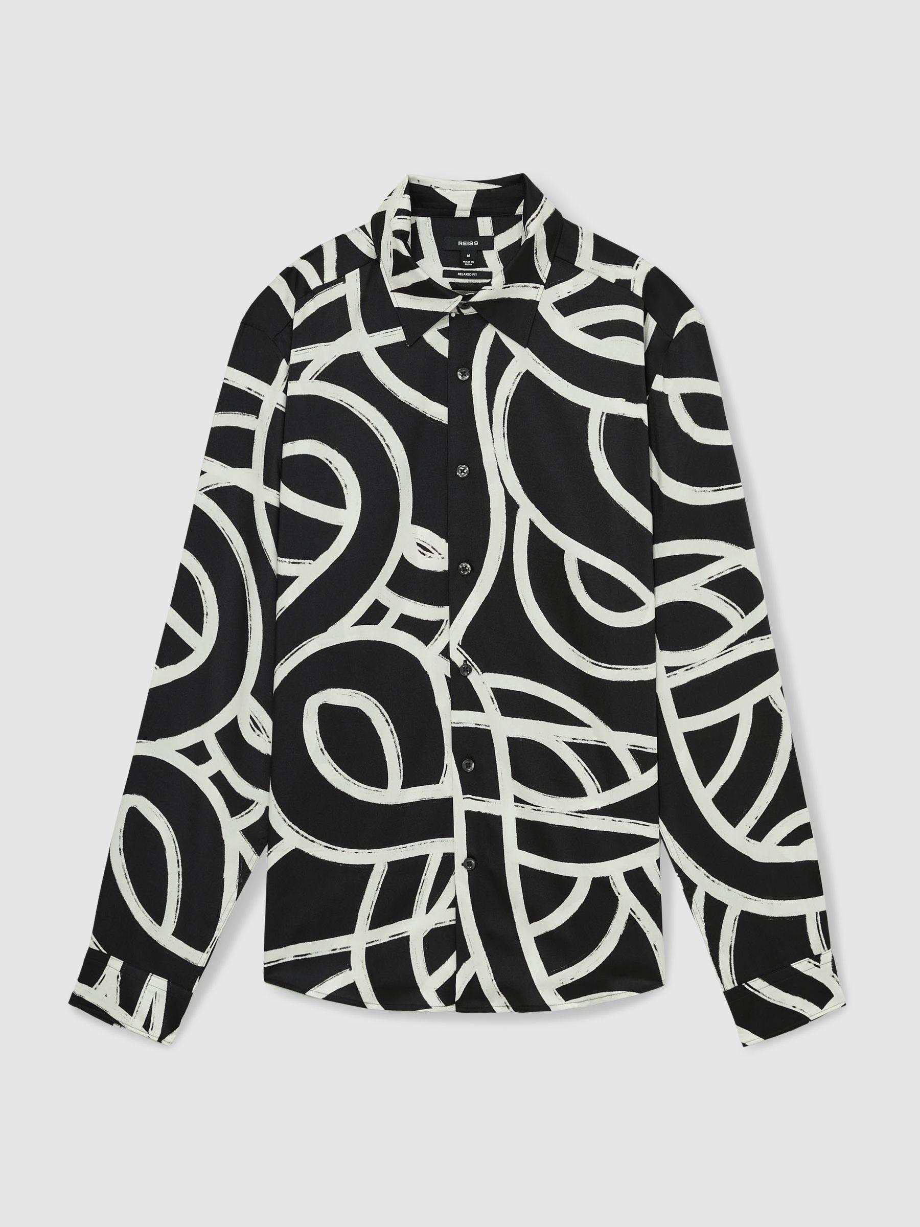 Abstract Painted Print Shirt in Black/White Product Image