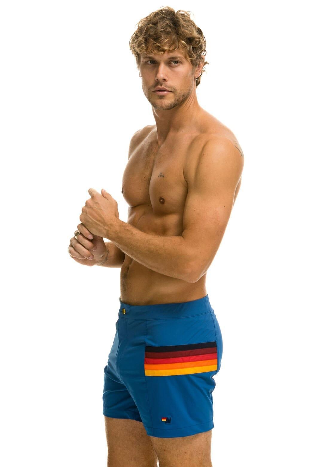 MEN'S HORIZONTAL 5 STRIPE FLEX SHORTS - SEA Male Product Image