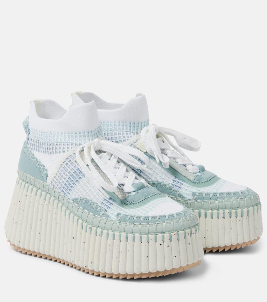 CHLOÉ Nama Wedge Sneaker In Blue Product Image