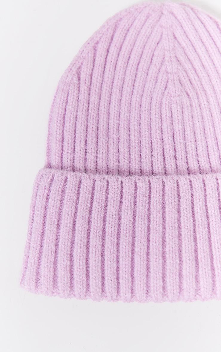 Pink Wide Rib Beanie Hat Product Image