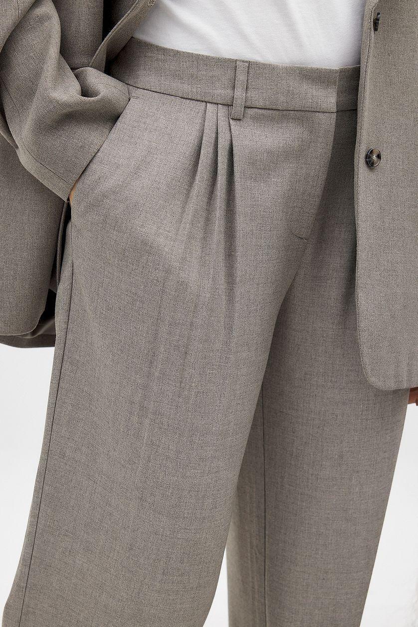 Wide Mid Waist Suit Pants Product Image