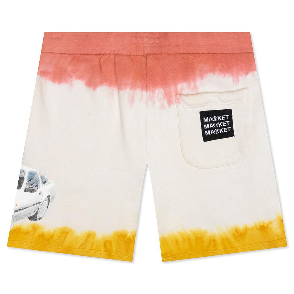 Exotic Automobile Tie-Dye Sweatshorts - Red/Yellow Male Product Image