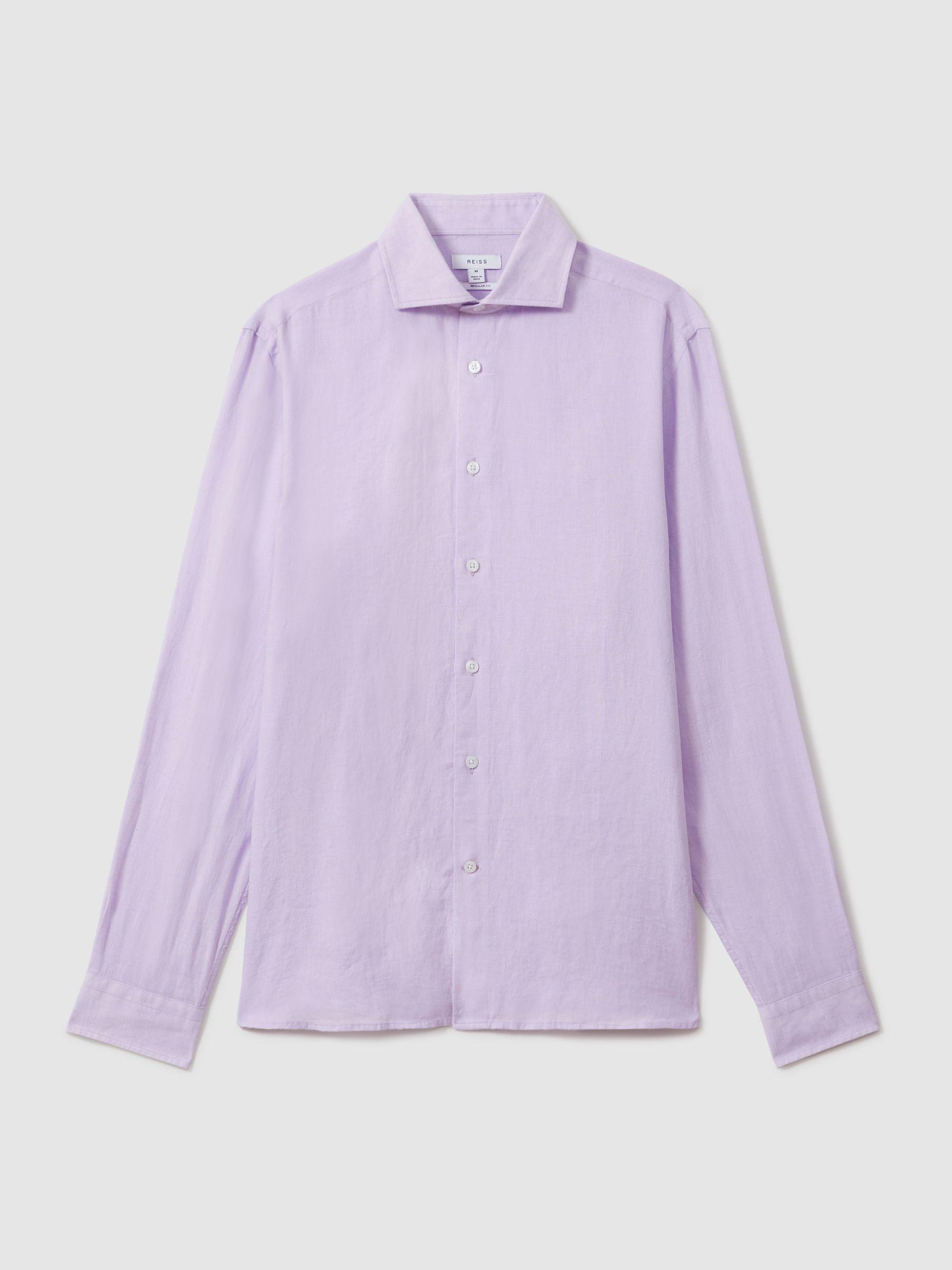Linen Button-Through Shirt in Orchid Product Image