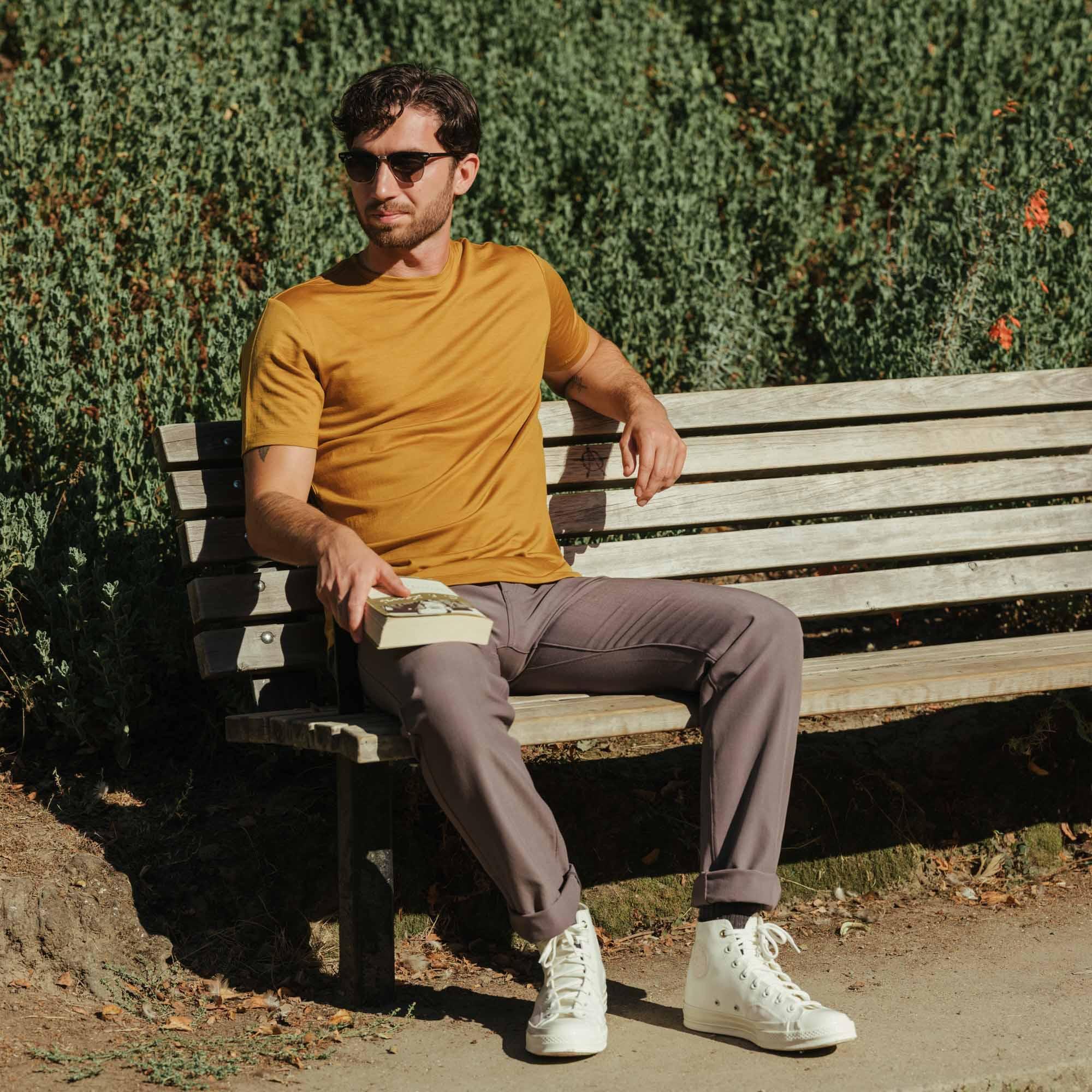 Merino Wool Crew Neck T-Shirt | Rustic Red Product Image