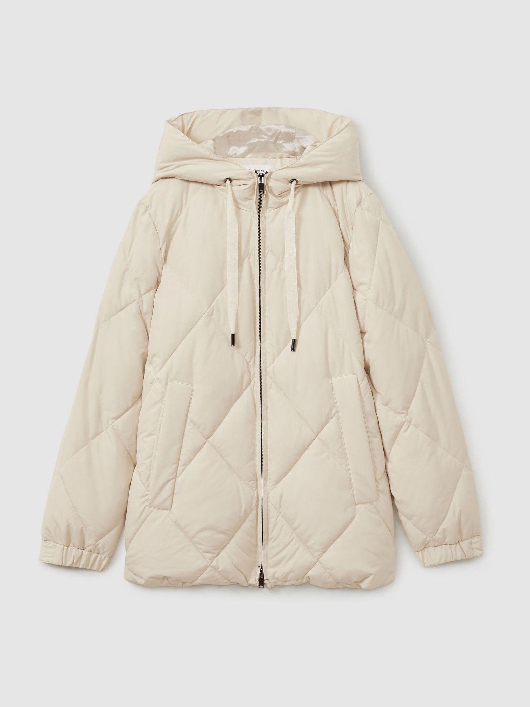 Quilted Puffer Coat in Cream Product Image
