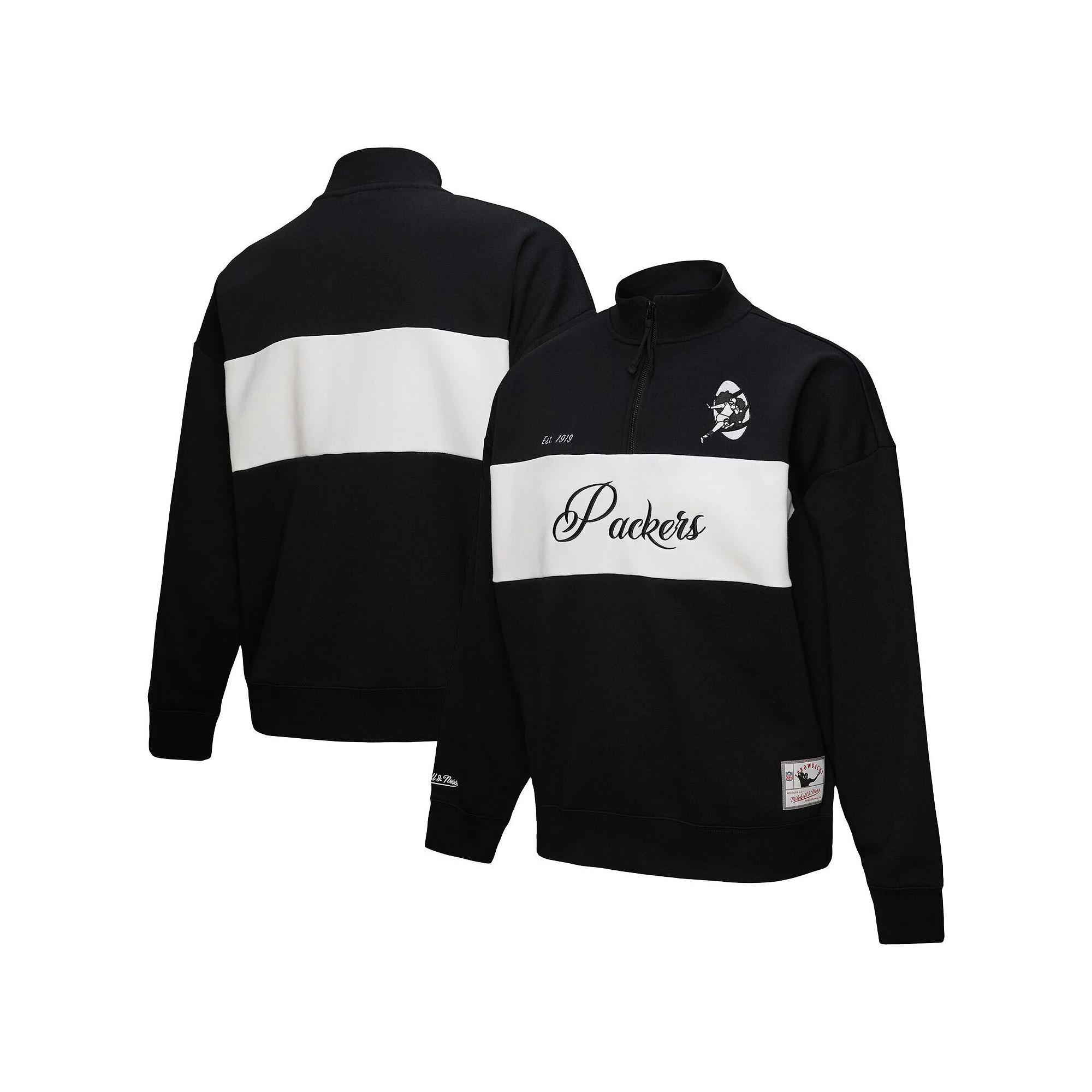 Women's Mitchell & Ness Black Green Bay Packers Quarter-Zip Jacket,  Product Image
