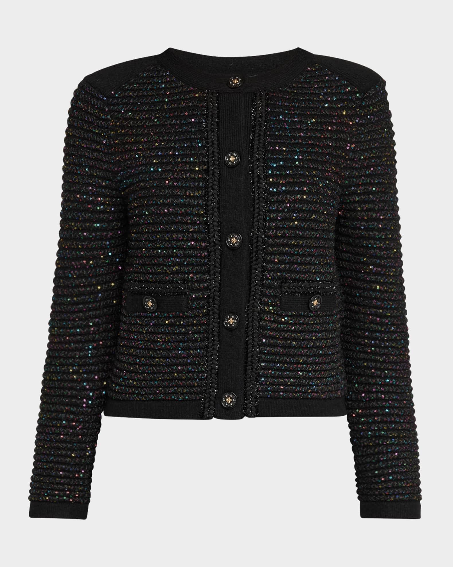 Sequin Textured-Knit Cardigan Jacket Product Image