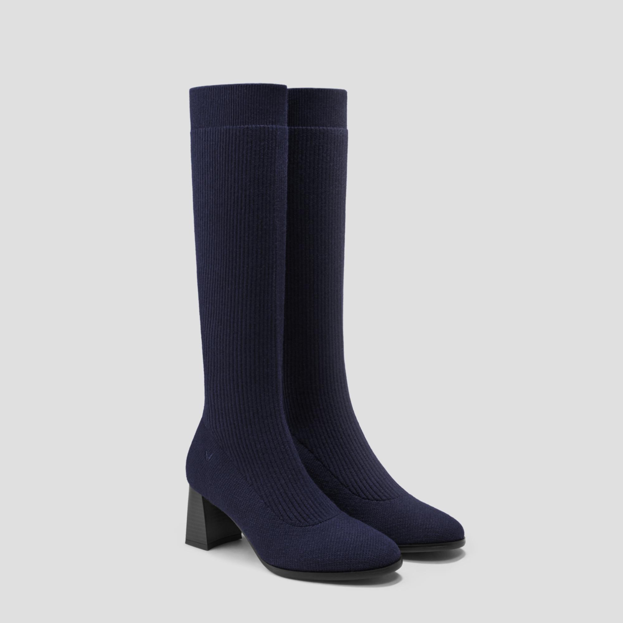 Round-Toe Water-Repellent Wool Knee High Boots (Tessa） Product Image