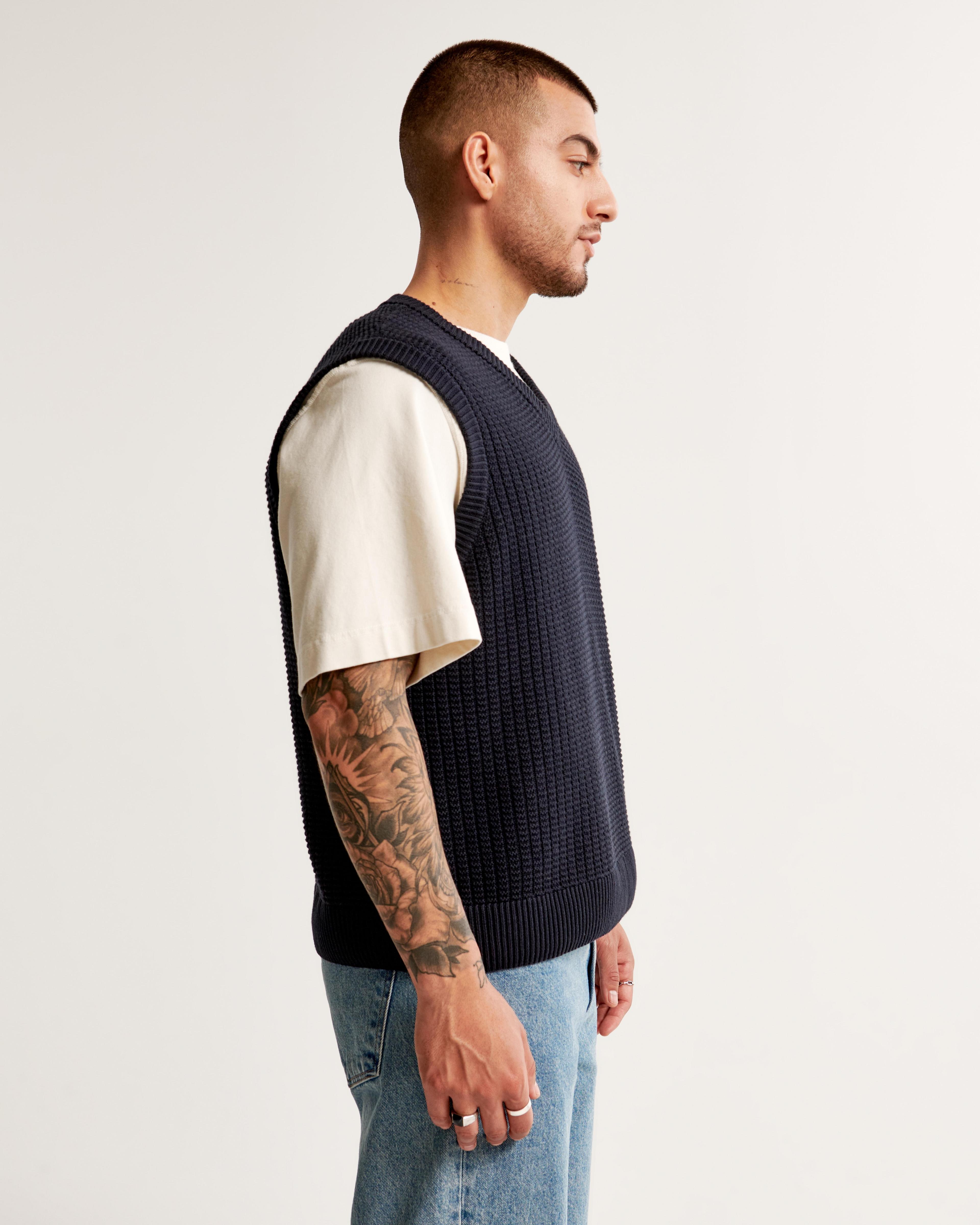 Oversized Stitchy Sweater Vest Product Image