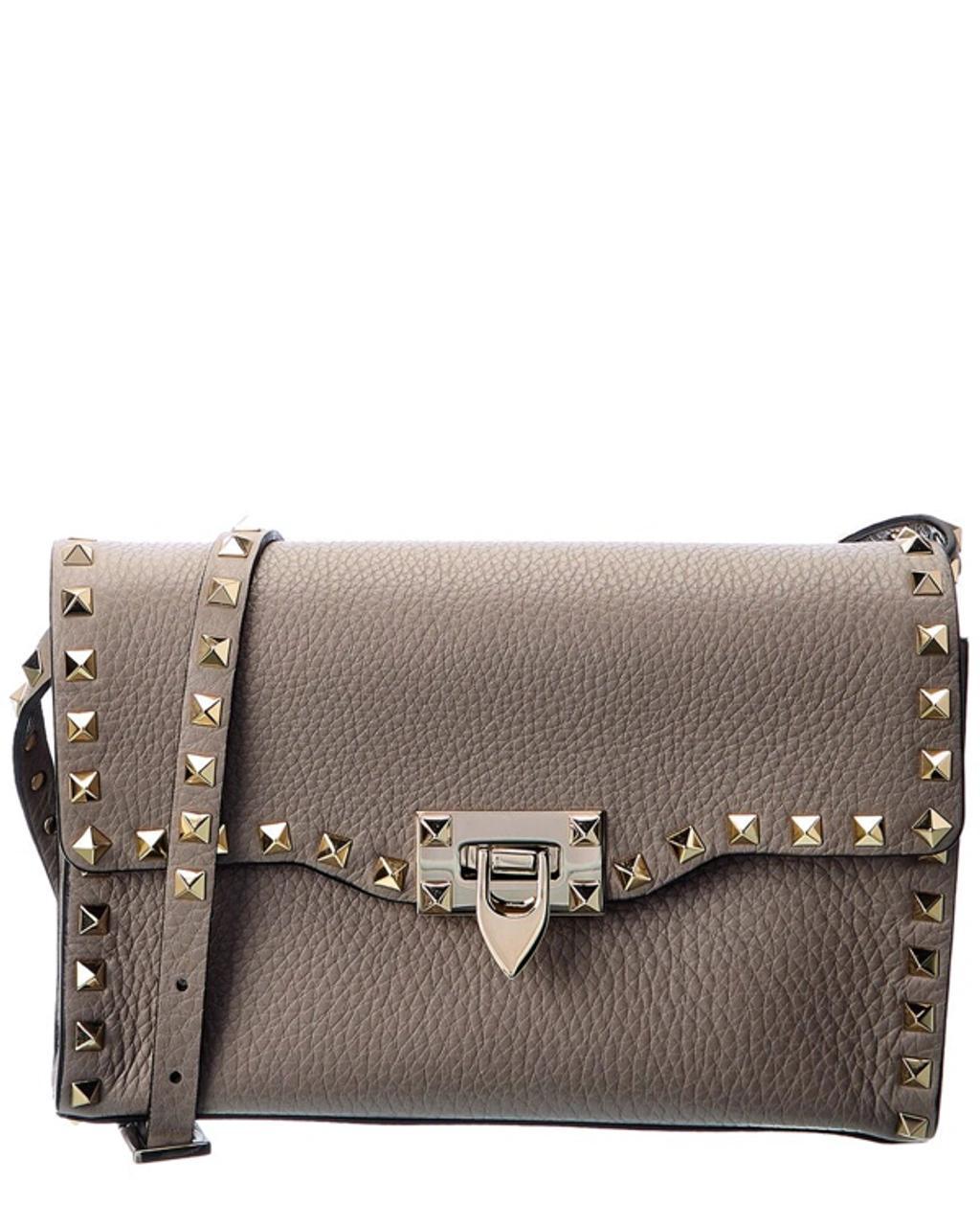 VALENTINO GARAVANI Rockstud Small Grainy Leather Crossbody In Grey Product Image