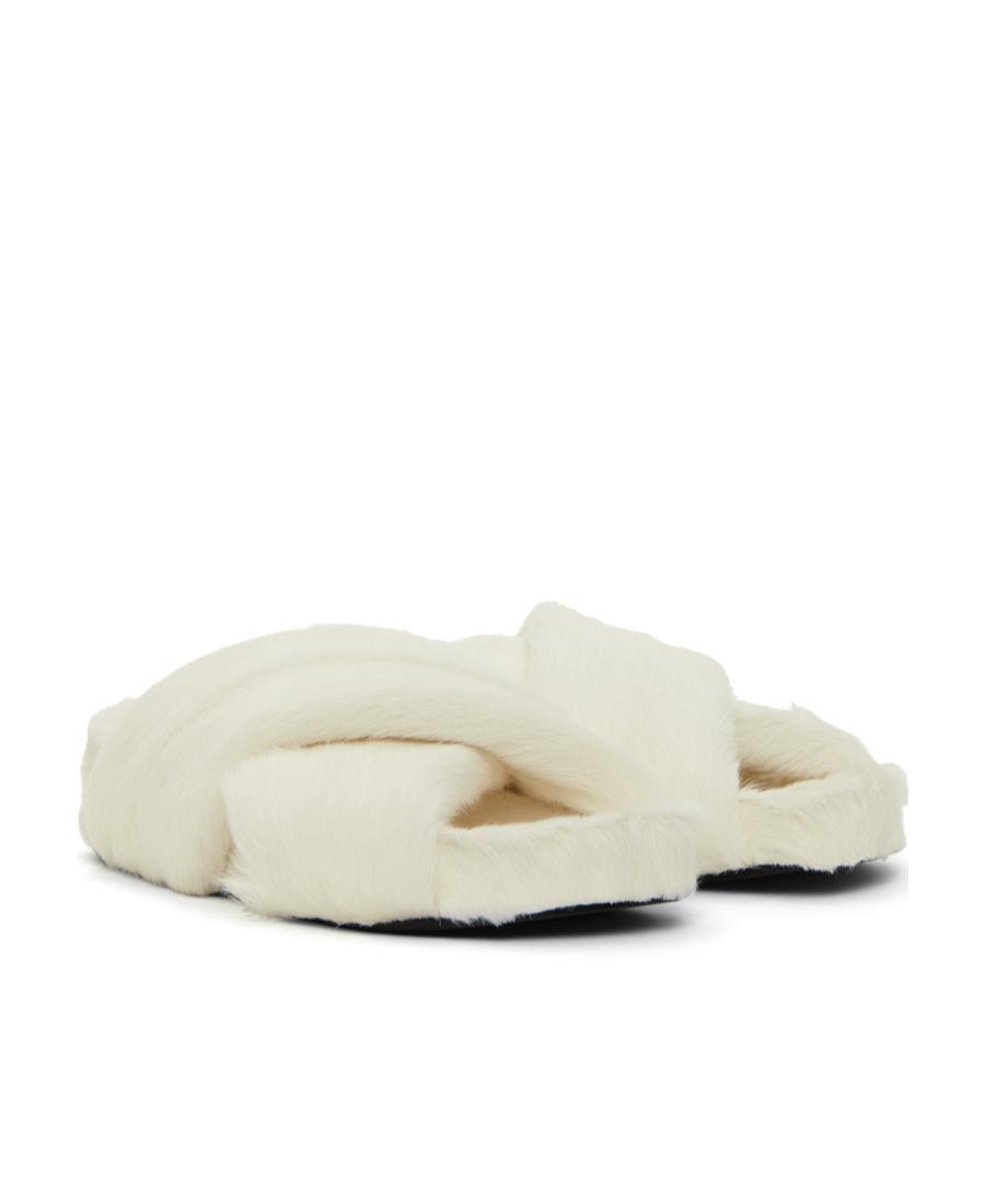 JIL SANDER Round Head Flat-soled Slippers In White Product Image