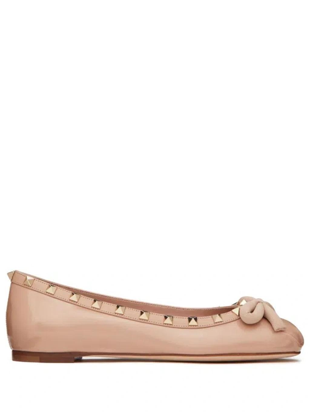 VALENTINO GARAVANI Rockstud Patent Leather Ballerina Woman Rose Cannelle 42 Product Image