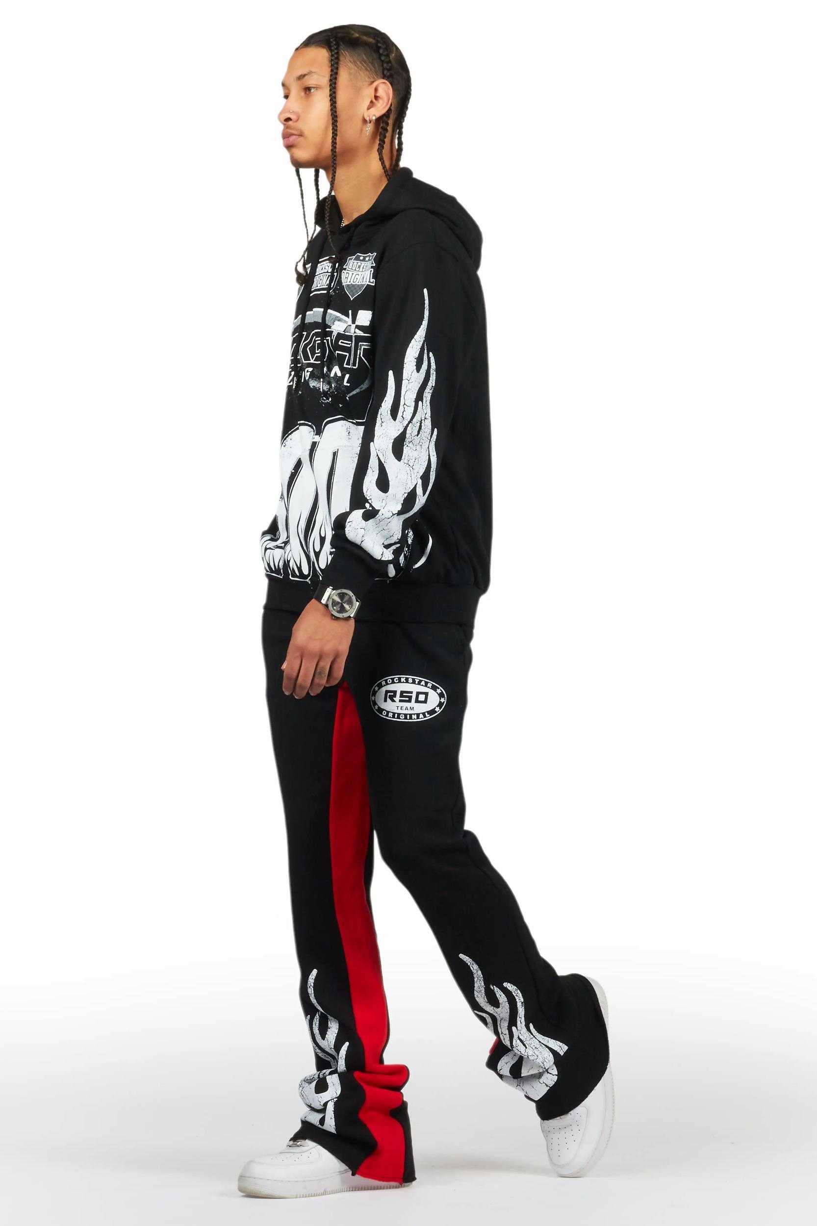 Amos Black Hoodie/Baggy Track Pant Set Male Product Image
