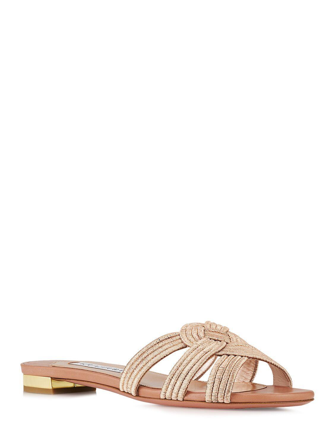 AQUAZZURA 10mm Felix Leather Flats In Powder Pink Product Image