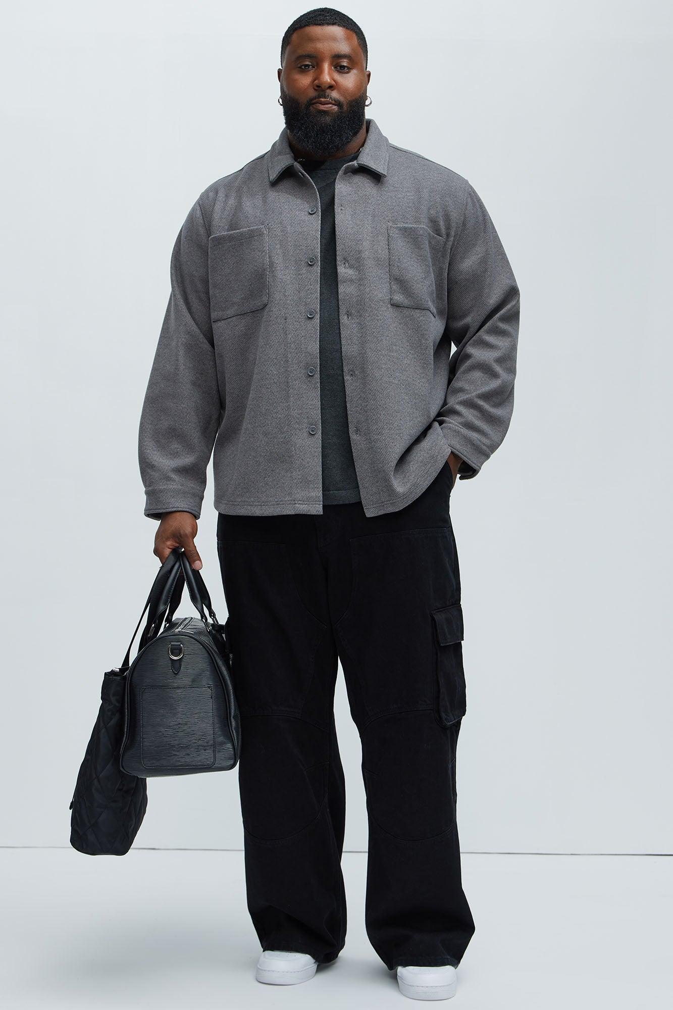 Talbot Wool Like Button Up Shirt - Grey Product Image