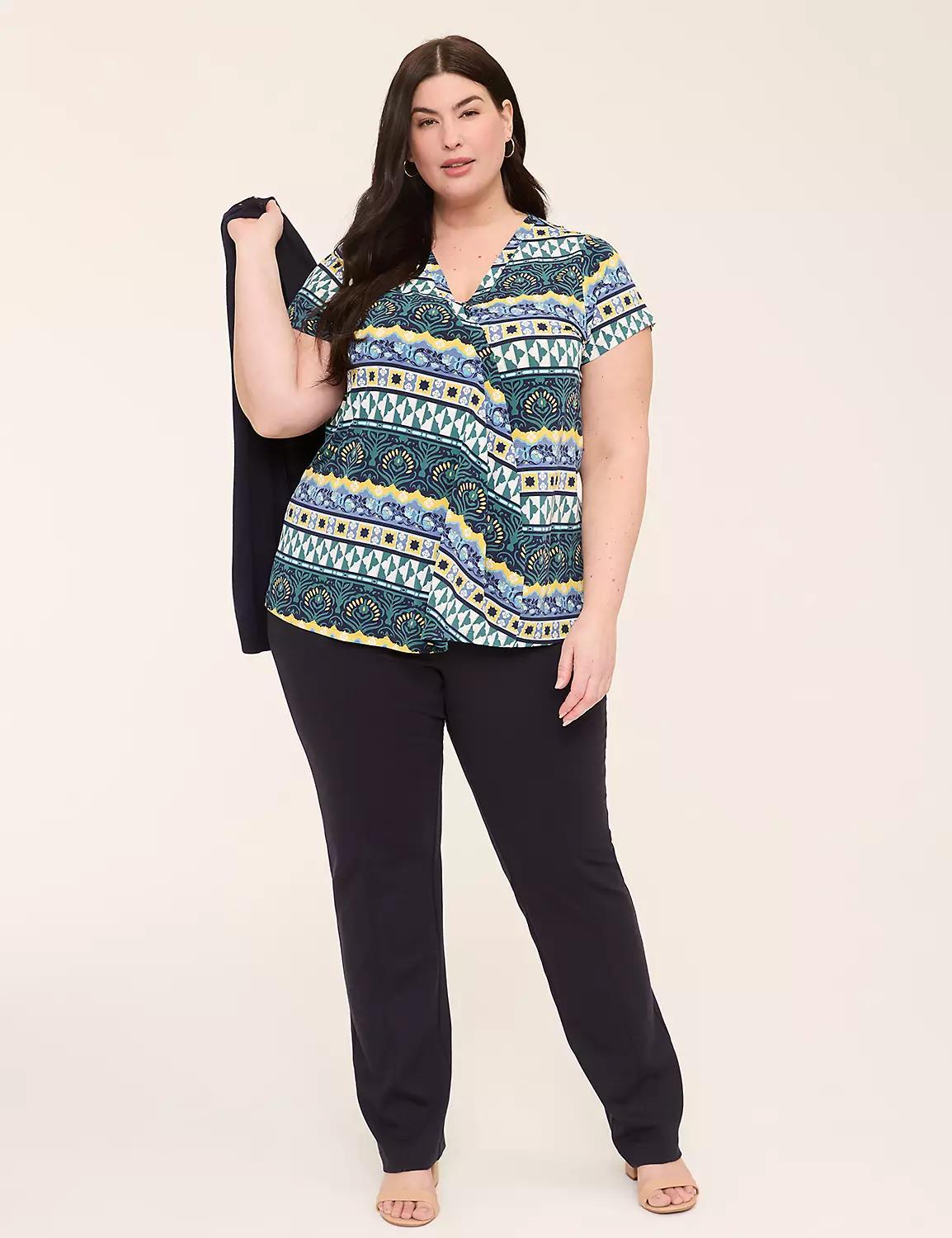 Cap-Sleeve Pleat-Front Top Product Image