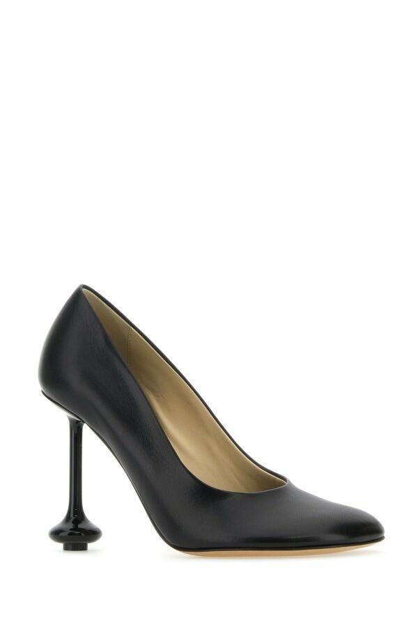 Black Leather Toy Pumps In Multicolor Product Image